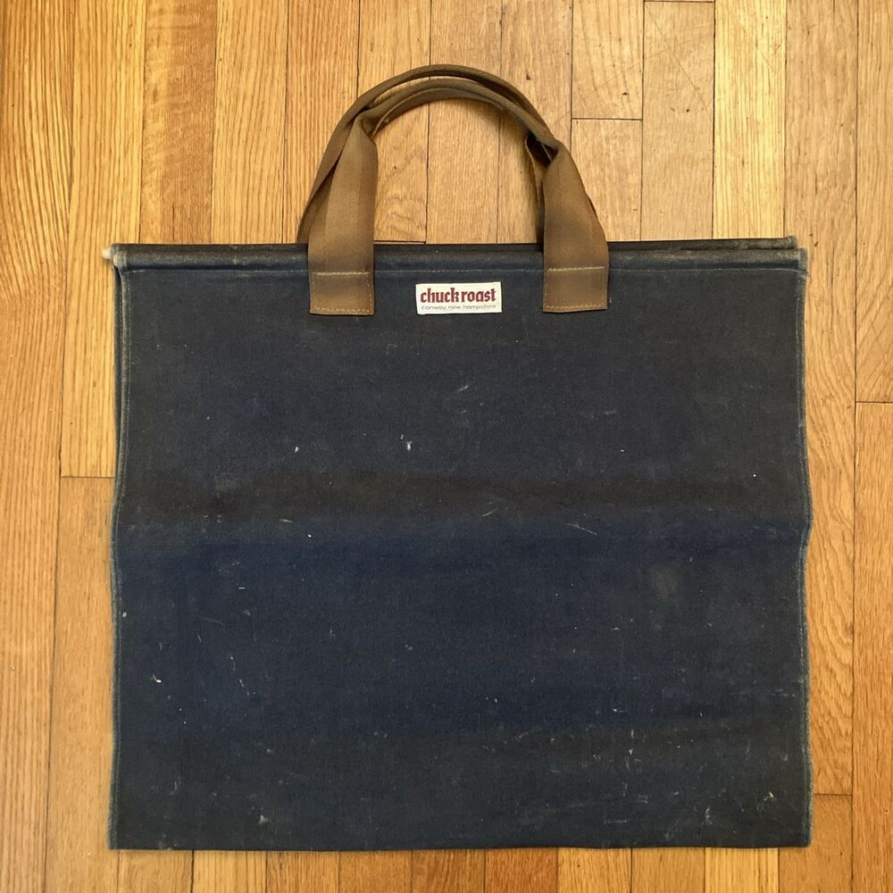 Vintage Chuck Roast Firewood Wood Log Holder Carrier Carry Tote Canvas